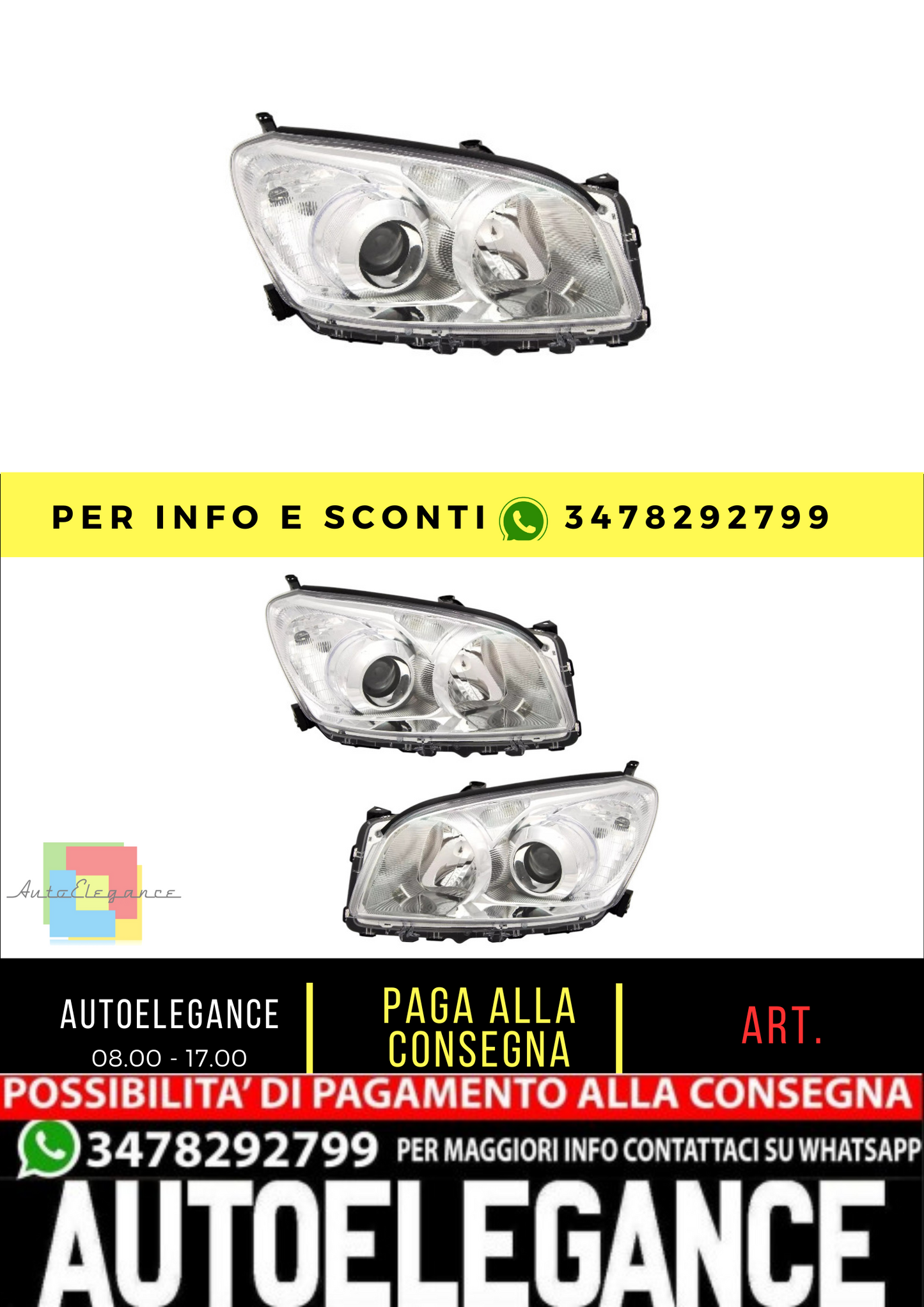 🔥Set fari per Toyota RAV4 III 3 2009-2010 H11 HB3 alogeni anteriori🔥