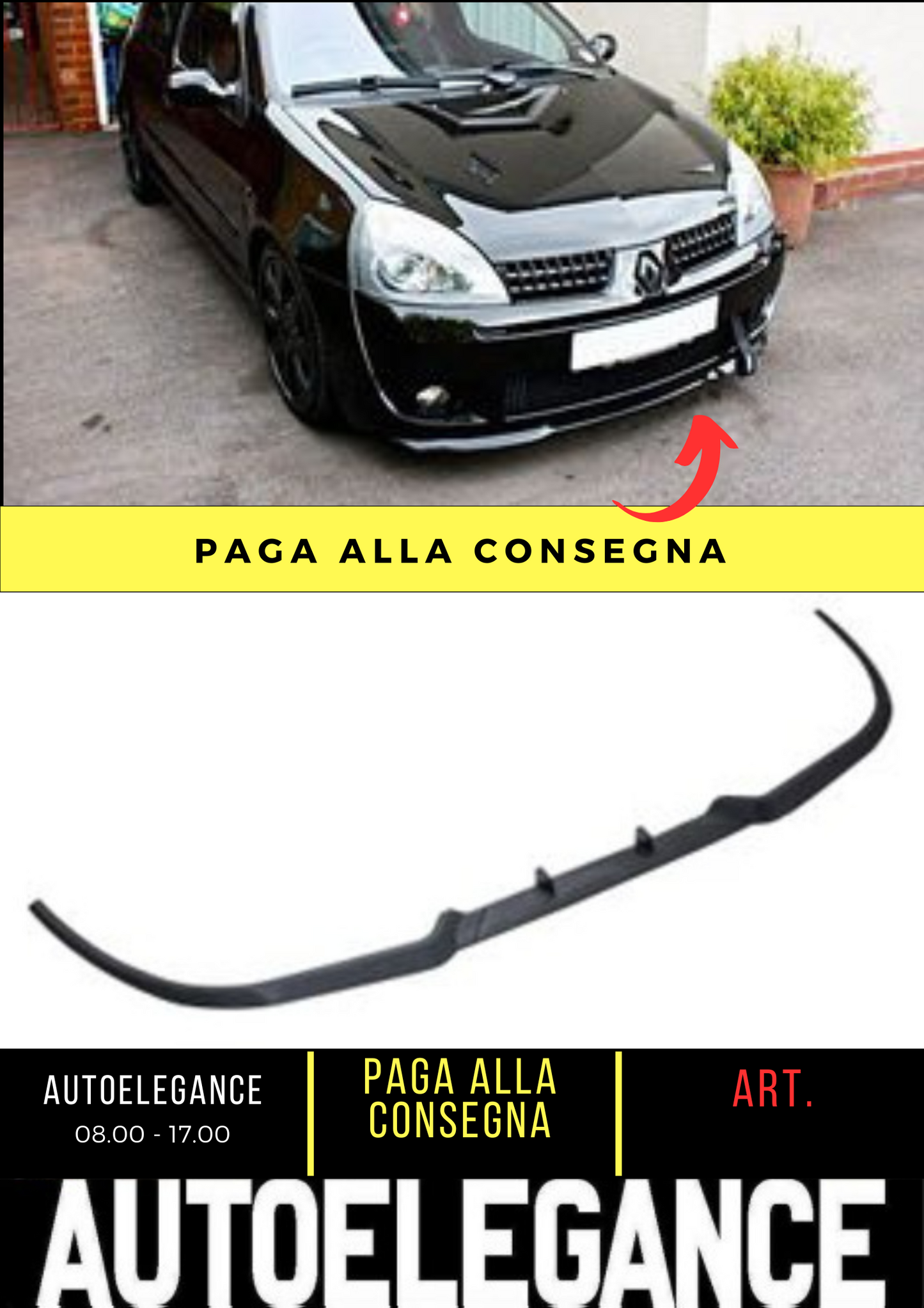 💕SPLITTER ANTERIORE ADATTO PER RENAULT CLIO MK2 MK3 💕