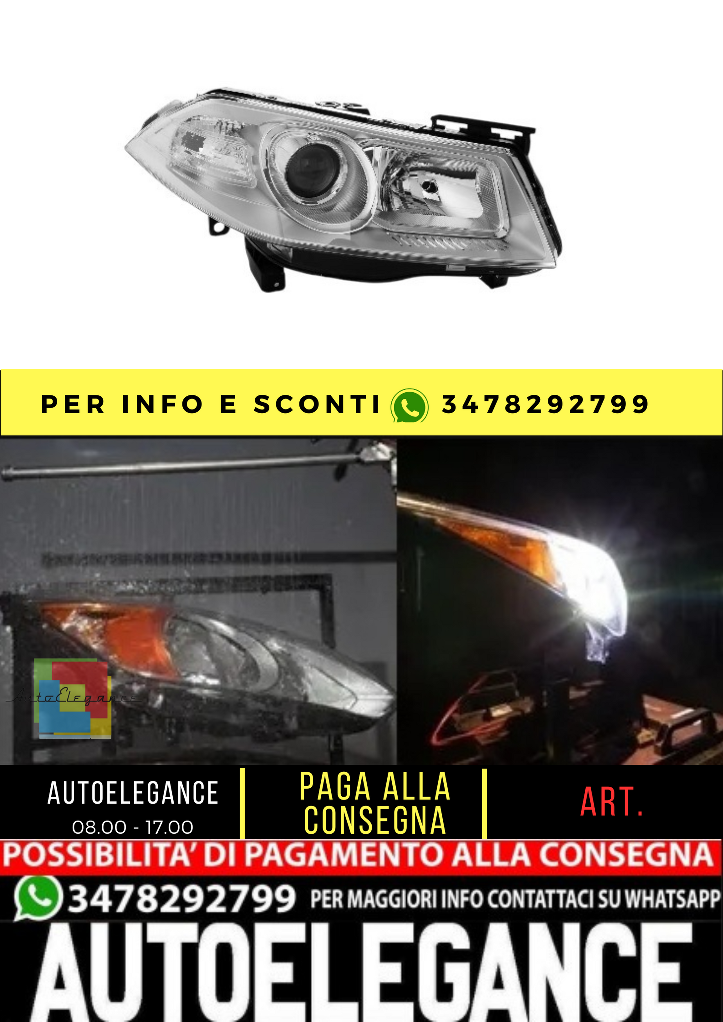 🔥Faro destro per Renault Megane 2 2006-2008 lente alogena H1 H7🔥