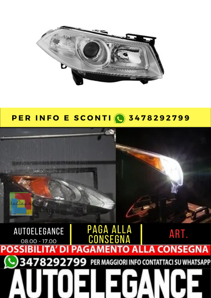 🔥Faro destro per Renault Megane 2 2006-2008 lente alogena H1 H7🔥