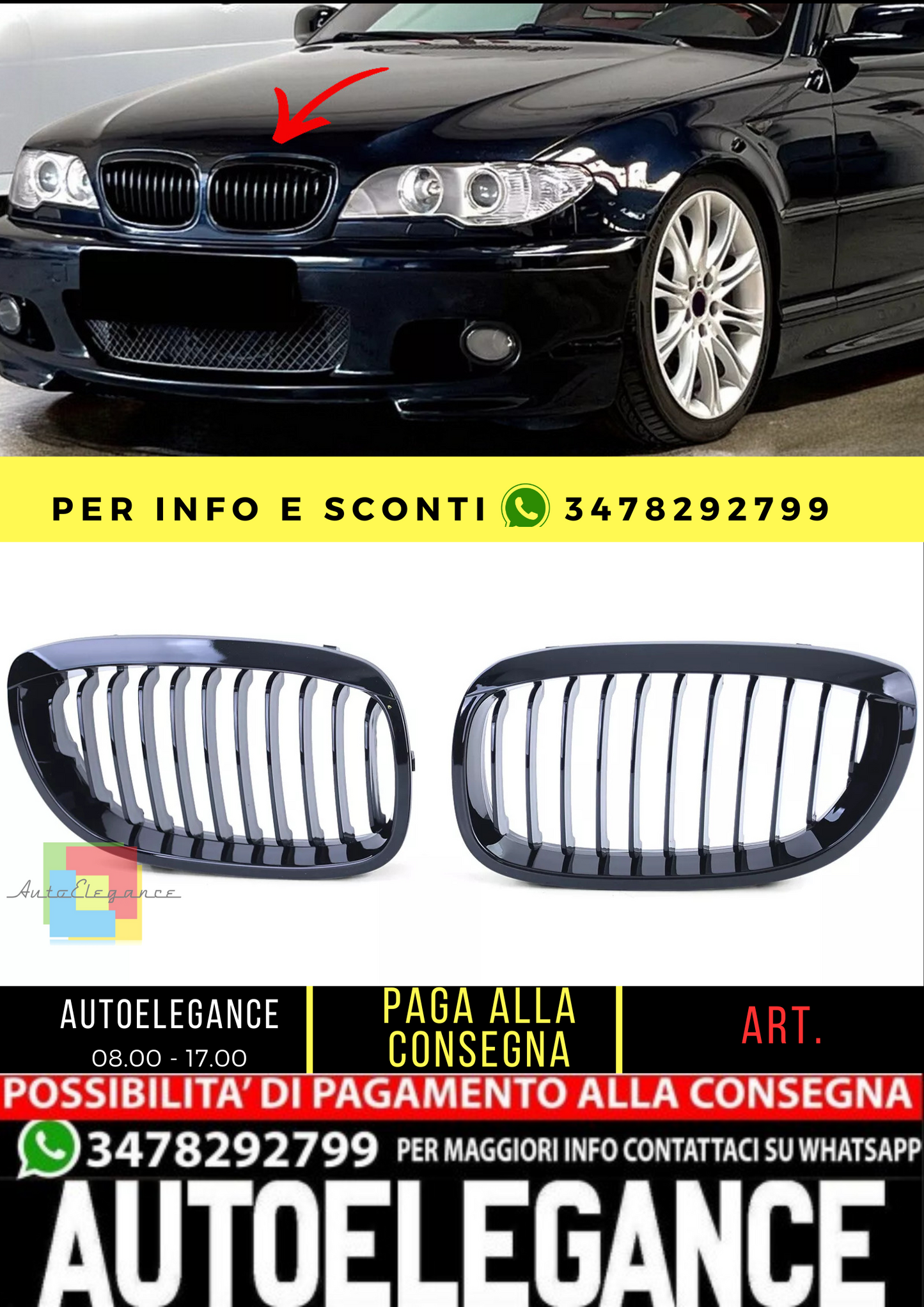 🔥Griglia del radiatore sportiva lucida ad alte prestazioni per BMW Serie 3 E46 Coupé decappottabile 03-07🔥