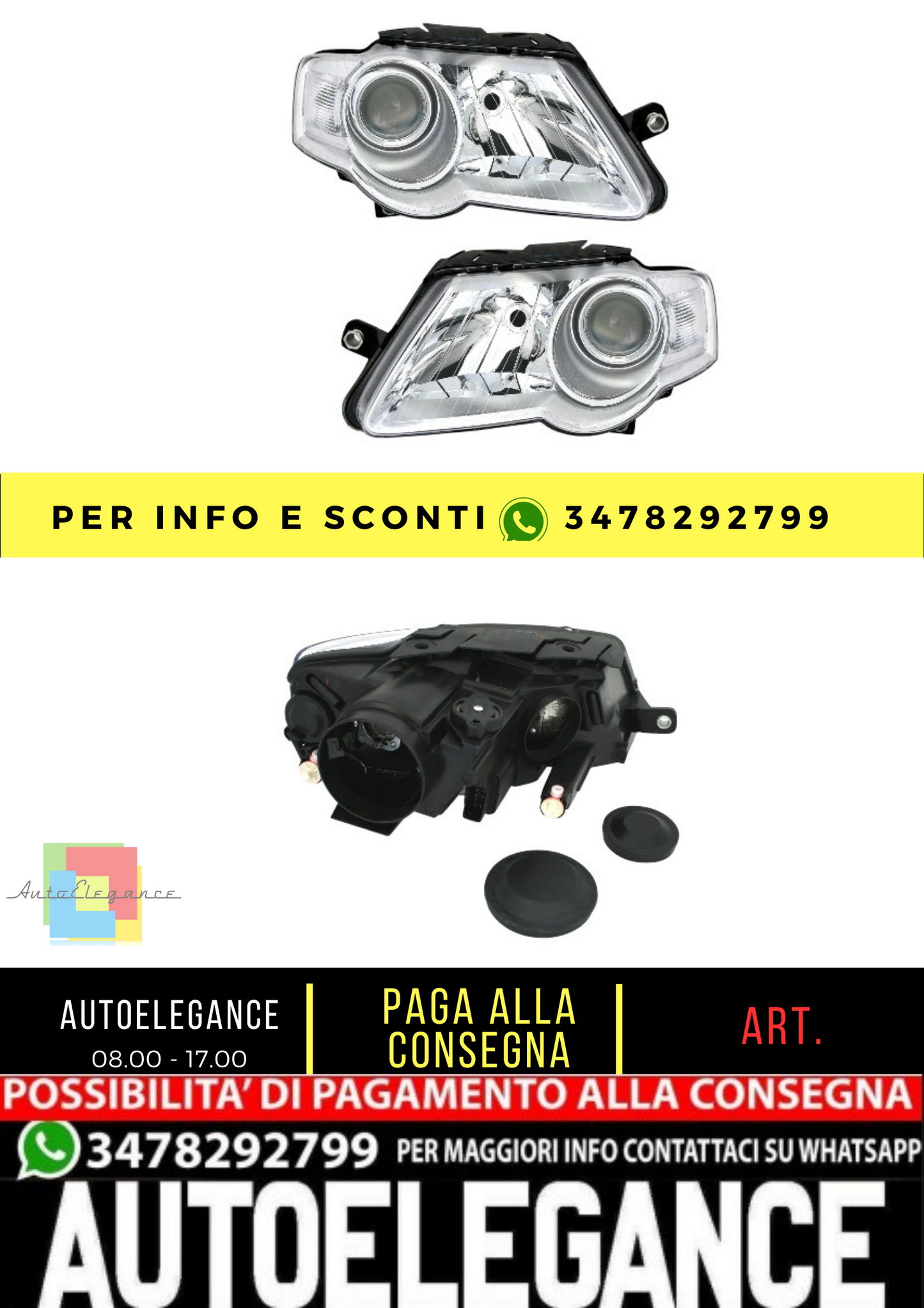 🔥Set fari in vetro trasparente per VWPassat3CB6 2005-2010 sinistro + destro H7🔥