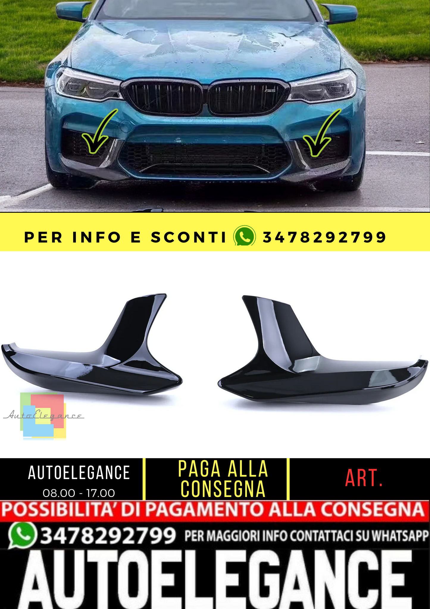 🔥Angoli spoiler paraurti divisi lucidi per BMW M5 F90 17-20🔥