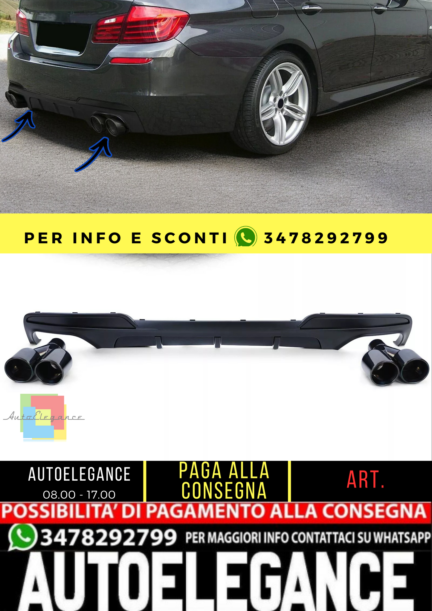 🔥Diffusore posteriore opaco + terminali di scarico 4 tubi performance per BMW🔥