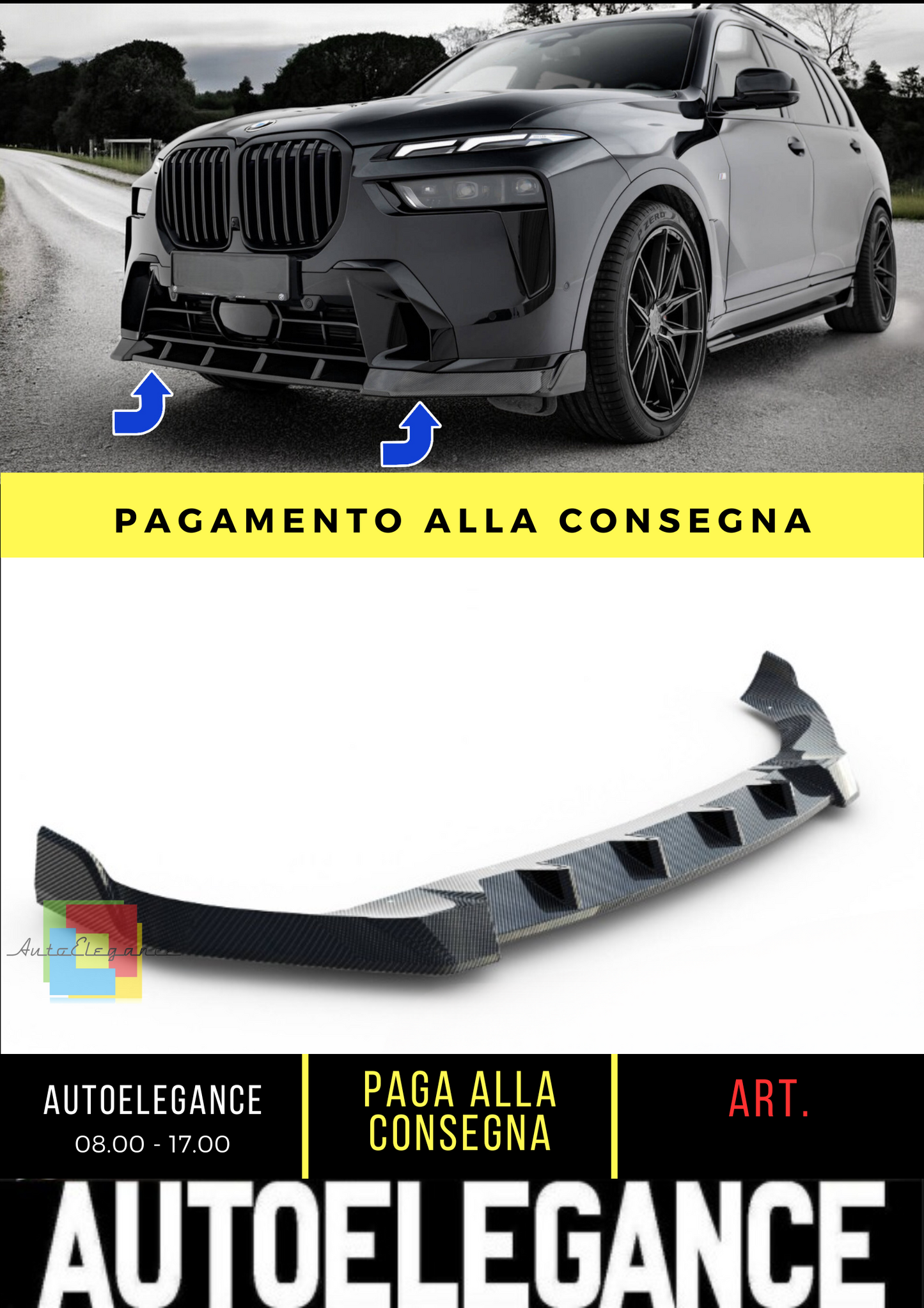 ⭐Splitter Anteriore In Fibra di Carbonio Preimpregnato BMWX7 M-Pack G07Facelift⭐
