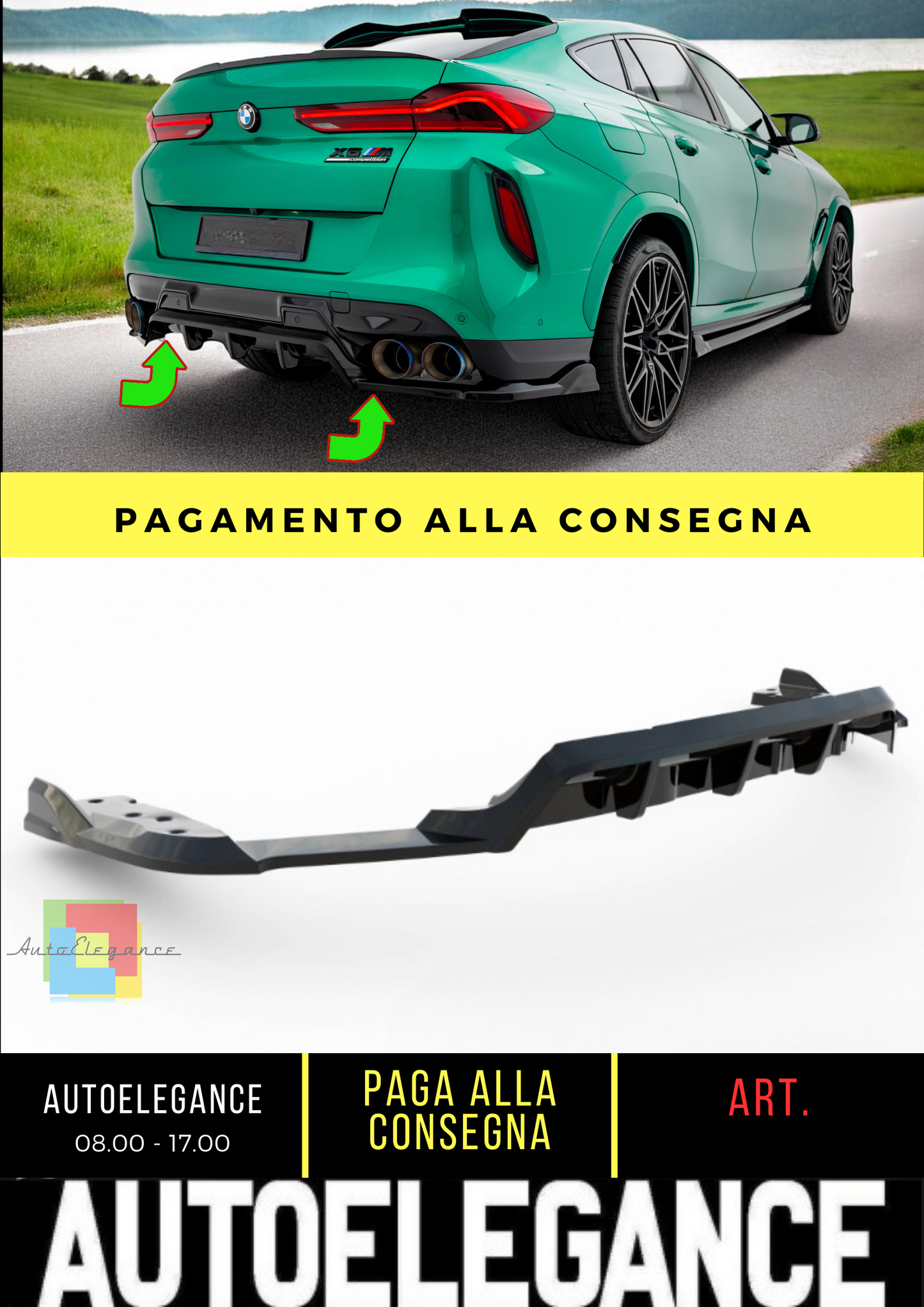 ⭐Splitter posteriore (con barre verticali) BMW X6 M F96 Facelift⭐