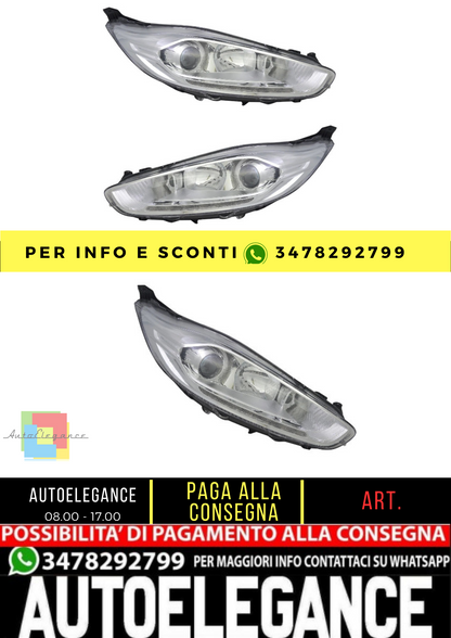 🔥Set fari per Ford Fiesta MK7 2012- DRL H1 H7 LWR attuatore cromato🔥