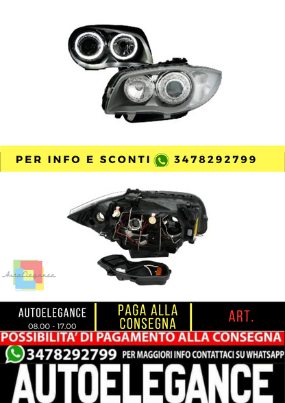 🔥Set fari Angel Eyes anelli LED bianchi per serie 1 BMW E81 E82 E87 E88 argento🔥