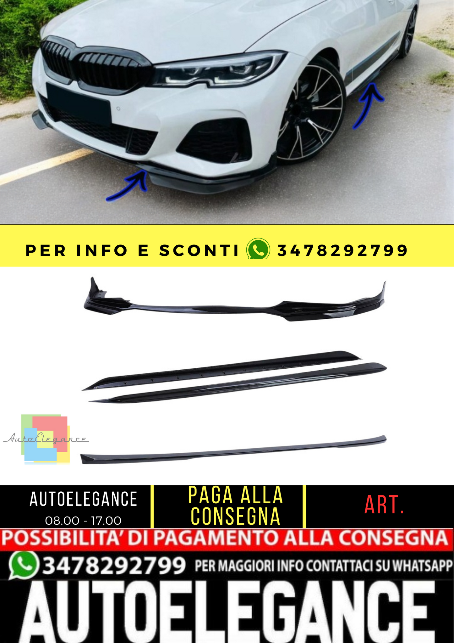 🔥 Gloss Black Front and Rear Spoiler Body Kit for BMW G20 3 Series Sedan🔥
