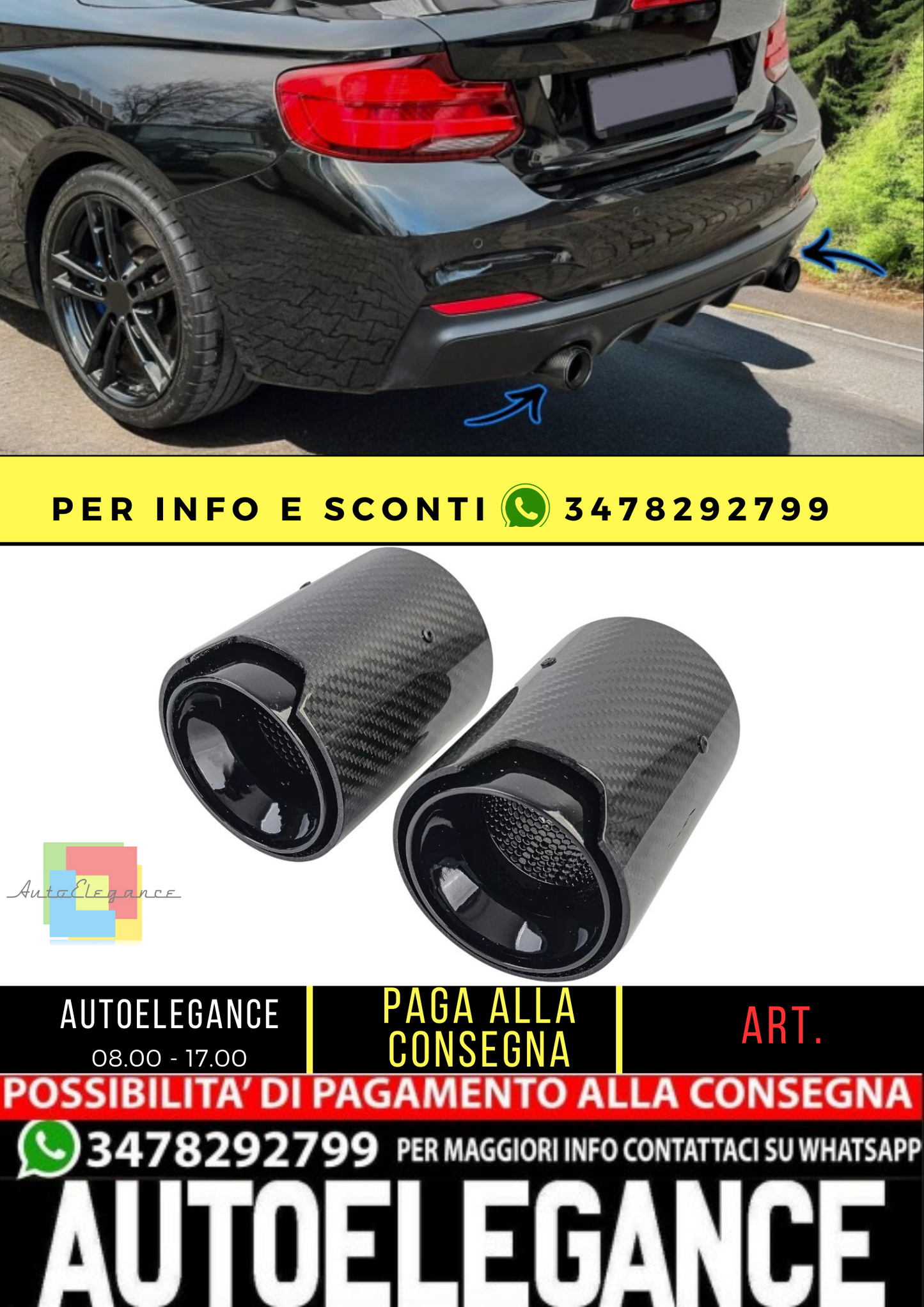 🔥2x terminali di scarico in carbonio per serie 2 BMW F22 F23 M235i M240i🔥