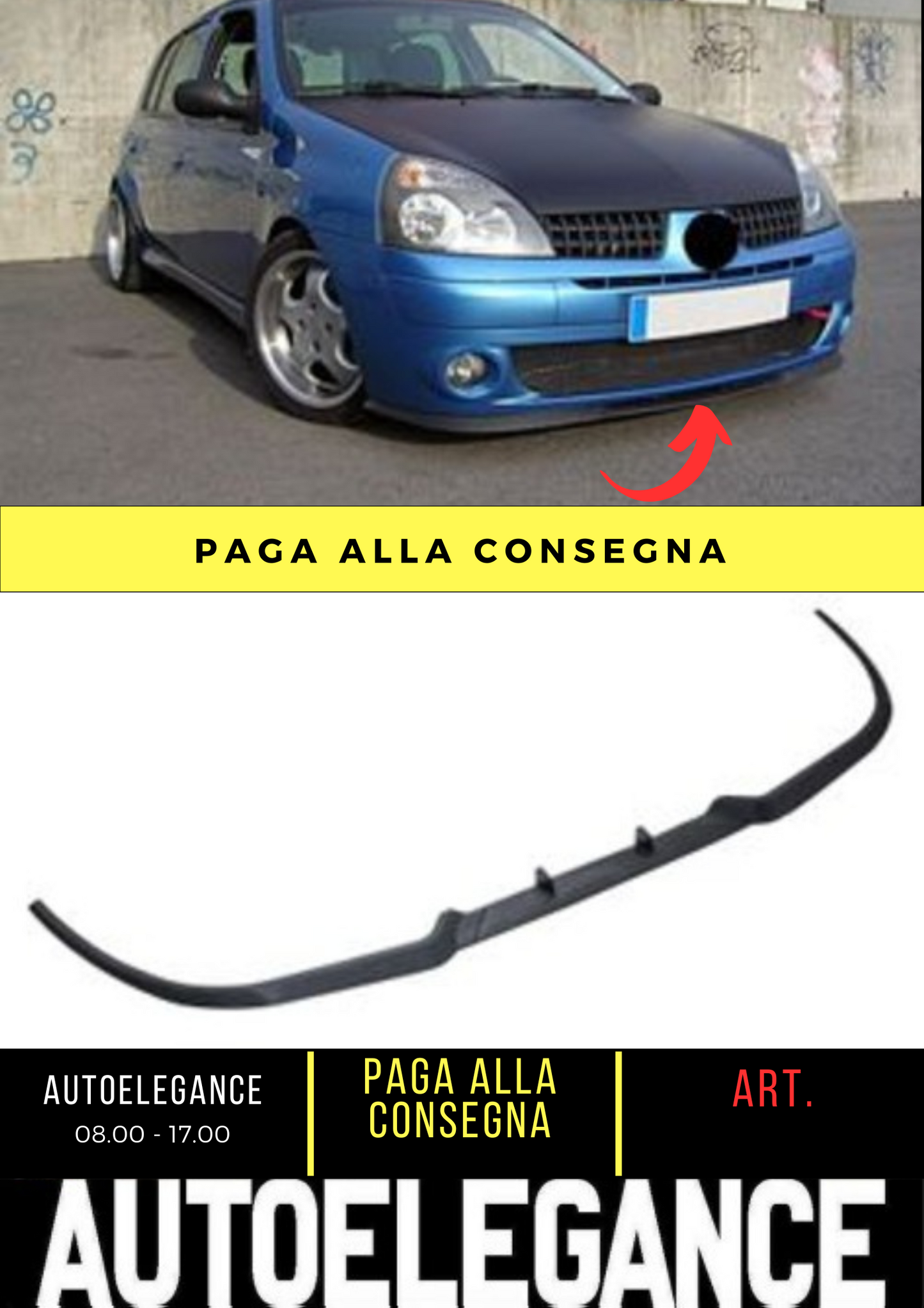 💕SPLITTER ANTERIORE ADATTO PER RENAULT CLIO MK2 MK3💕