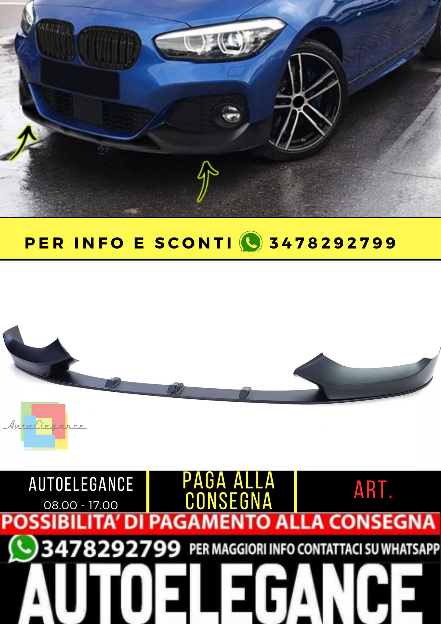 🔥Paraurti con approccio a labbro per spoiler anteriore per BMW Serie 1 F20 F21 15-19🔥