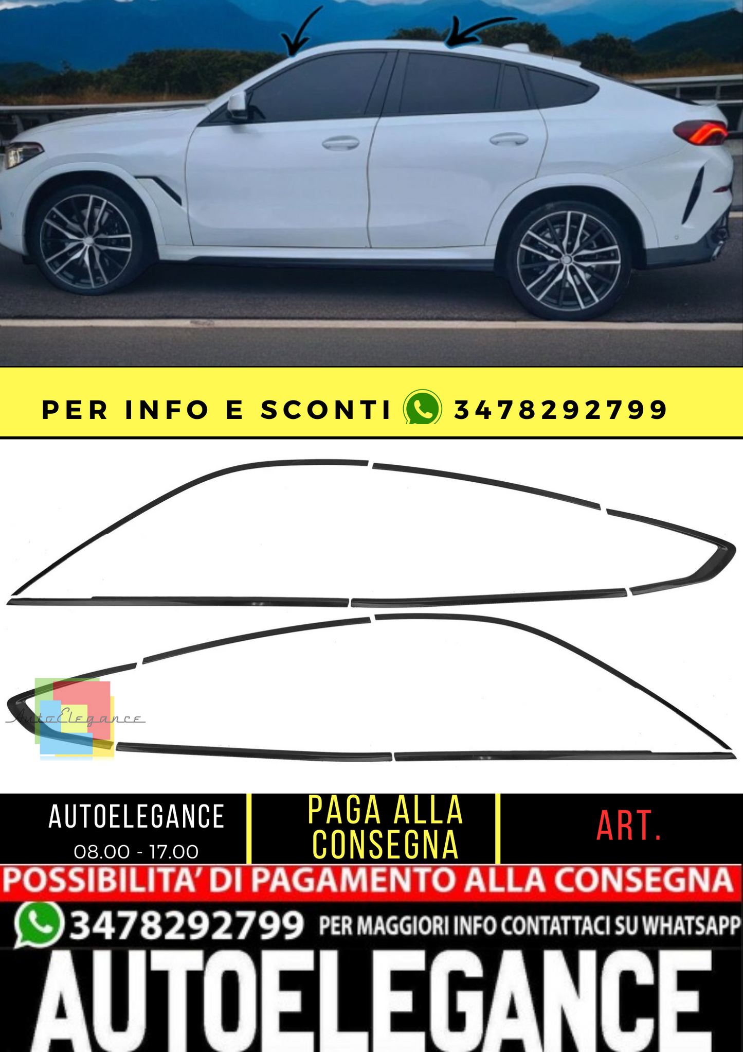 🔥Set di finiture Shadow Line nero lucido per BMW X6 G06 dal 2019🔥