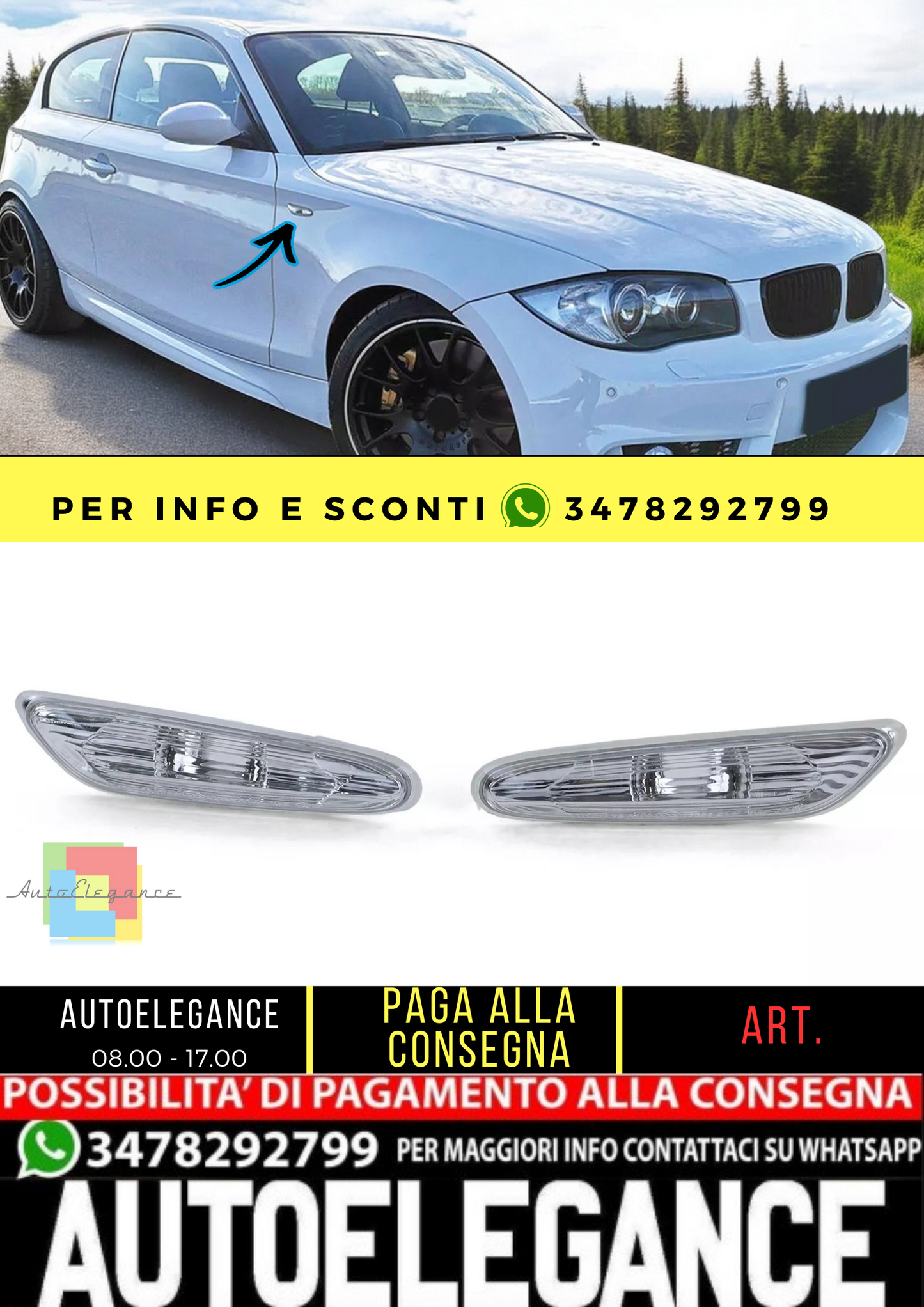 🔥Frecce laterali bianche coppia adatte per BMW X1 E84 dal 09 1 serie E81 E87 04-12🔥