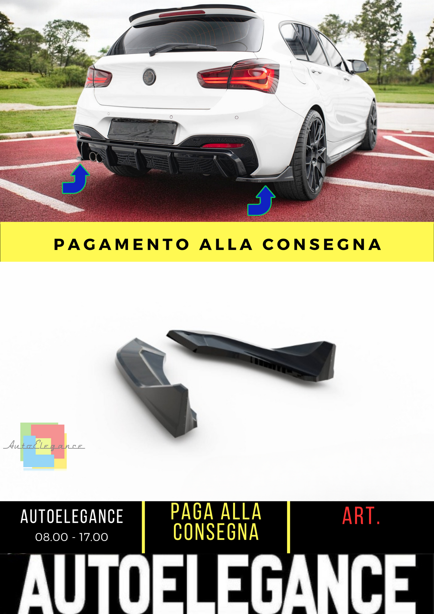 ⭐Splitter laterali posteriori (per mantovana posteriore V.3) BMW 1 M-Pack / M14⭐