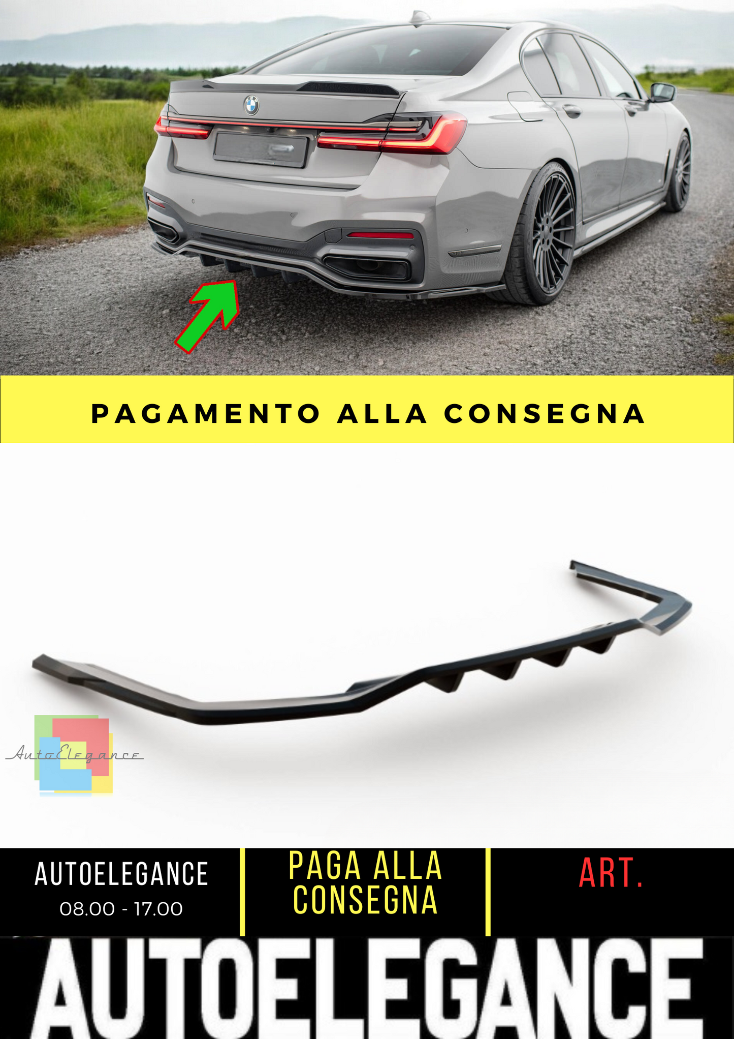 ✨Splitter posteriore (con barre verticali) V.2 BMW 7 M-Pack G11 / G12 Facelift✨