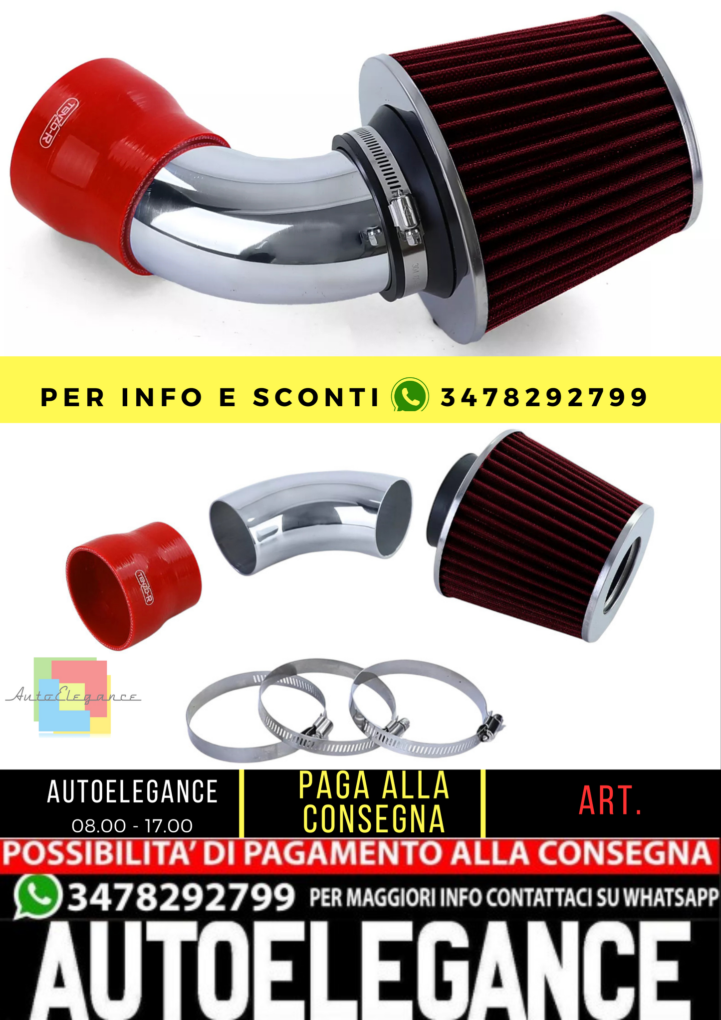 🔥Kit aspirazione aria con filtro aria sportivo rosso per BMW Serie 3 E46🔥