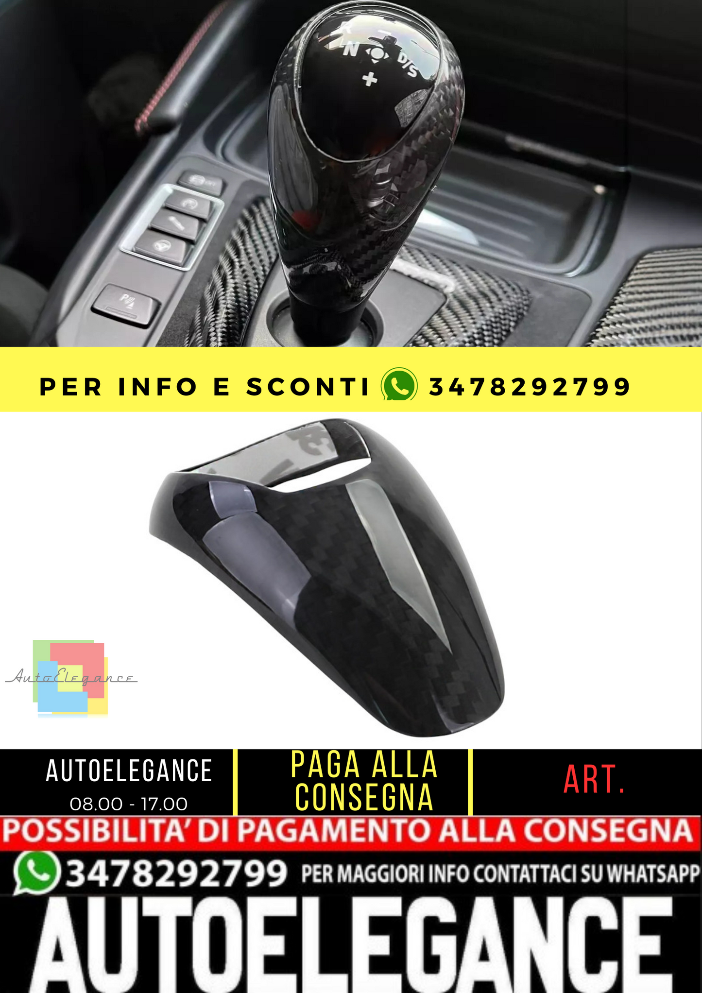 🔥Pomello del cambio automatico con copertura in vero carbonio adatto per BMW 🔥