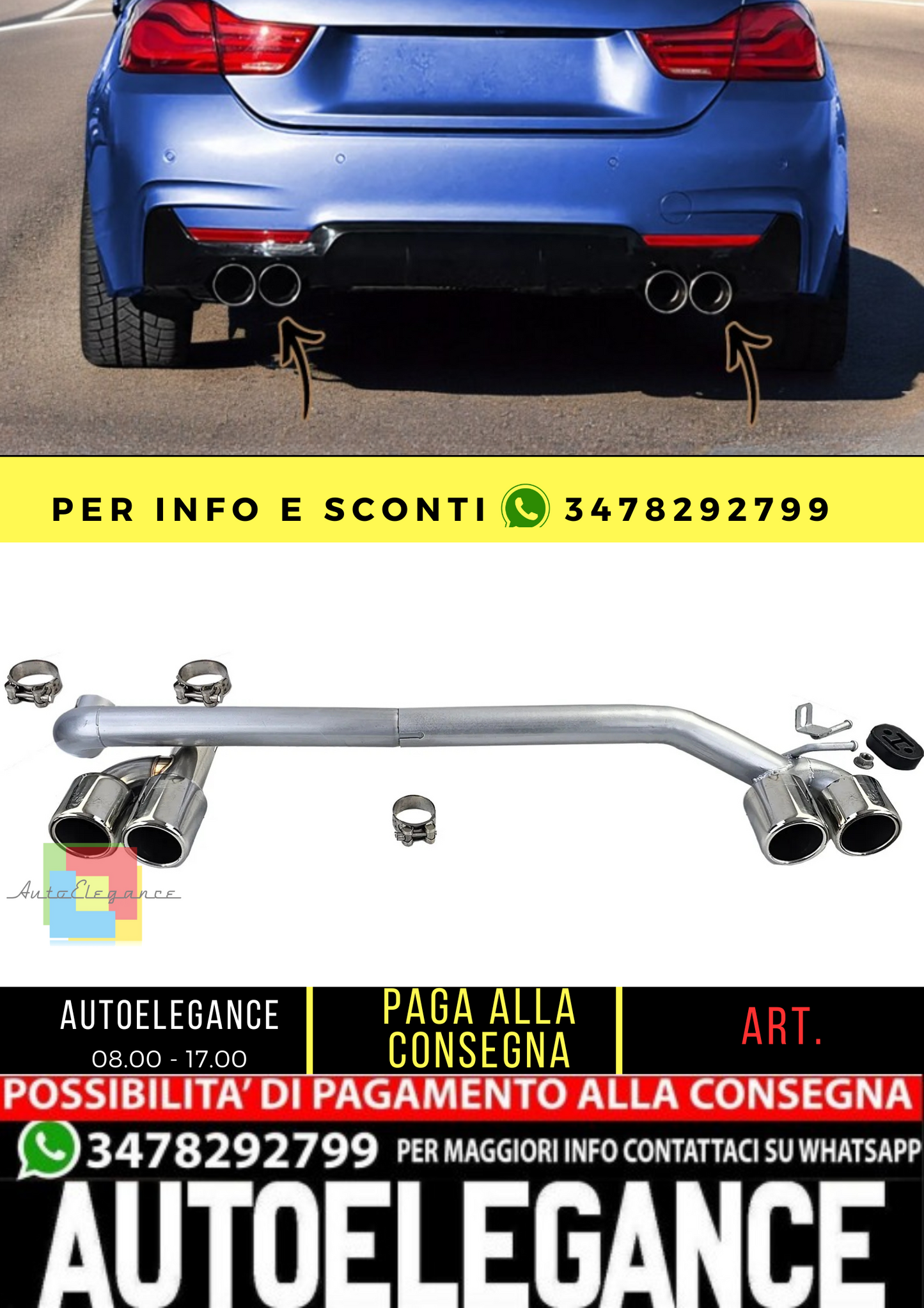 🔥Conversione look terminale di scarico duplex a 4 tubi per BMW F32 F33 F36 425 428 430🔥