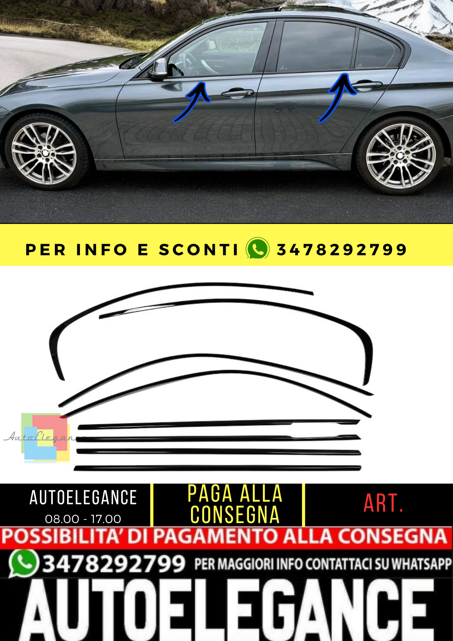 🔥Set di finiture Shadow Line nero per Serie 3 BMW F30 berlina 11-18🔥