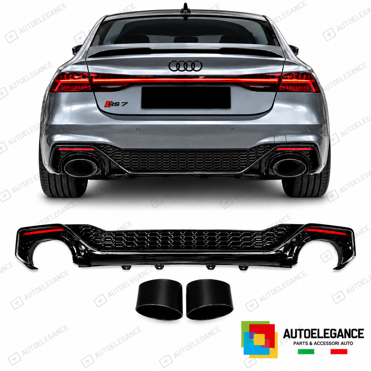 DIFFUSORE AUDI A7 19-23 LOOK RS7 NERO LUCIDO O---O