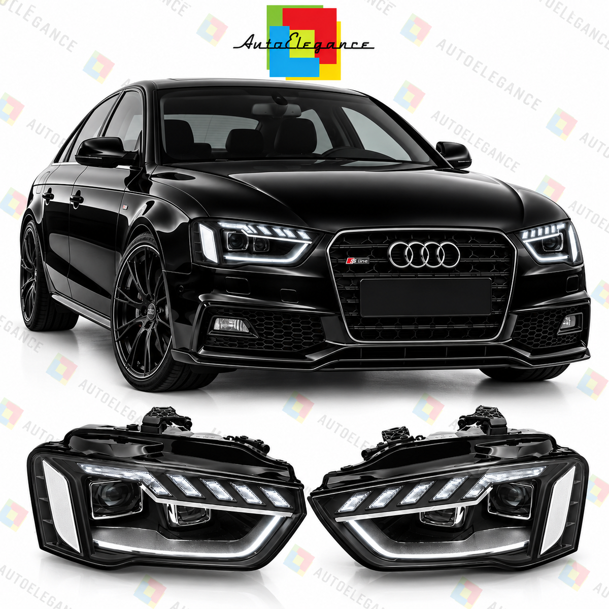 💕 ART.10642 FARI ANTERIORI ADATTO  PER AUDI A4 B8 12-15💕