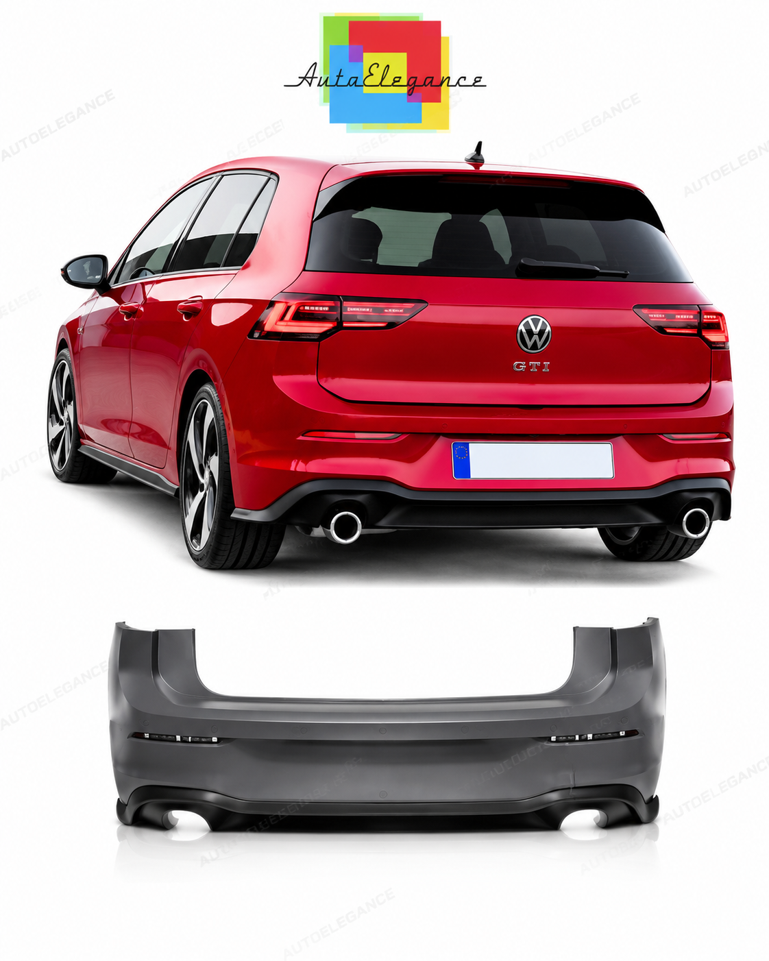 💕PARAURTI POSTERIORE VOLKSWAGEN VW GOLF 8 LOOK GTI PDC💕