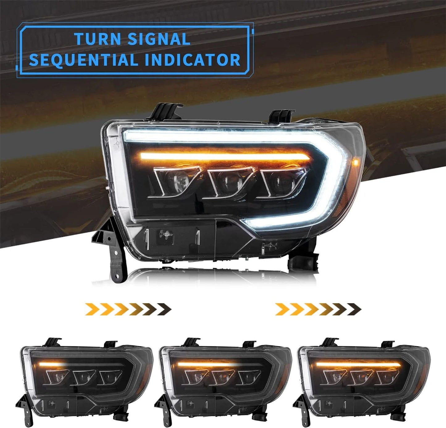 LED Headlights for Toyota Tundra 2007-2013 and Sequoia 2008-2017 2nd Generation (Fits US and Canadian Models). 