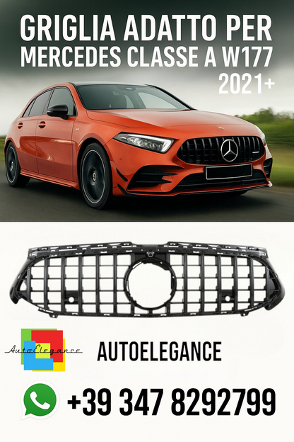 🌟GRIGLIA ADATTO PER MERCEDES CLASSE A W177 2021+ LOOK AMG GT NERA🌟