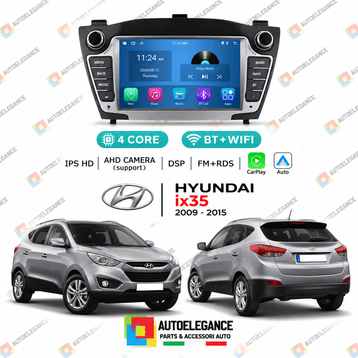 RADIO GPS ANDROID 14 ADATTO PER HYUNDAI IX35 09-15 64GB