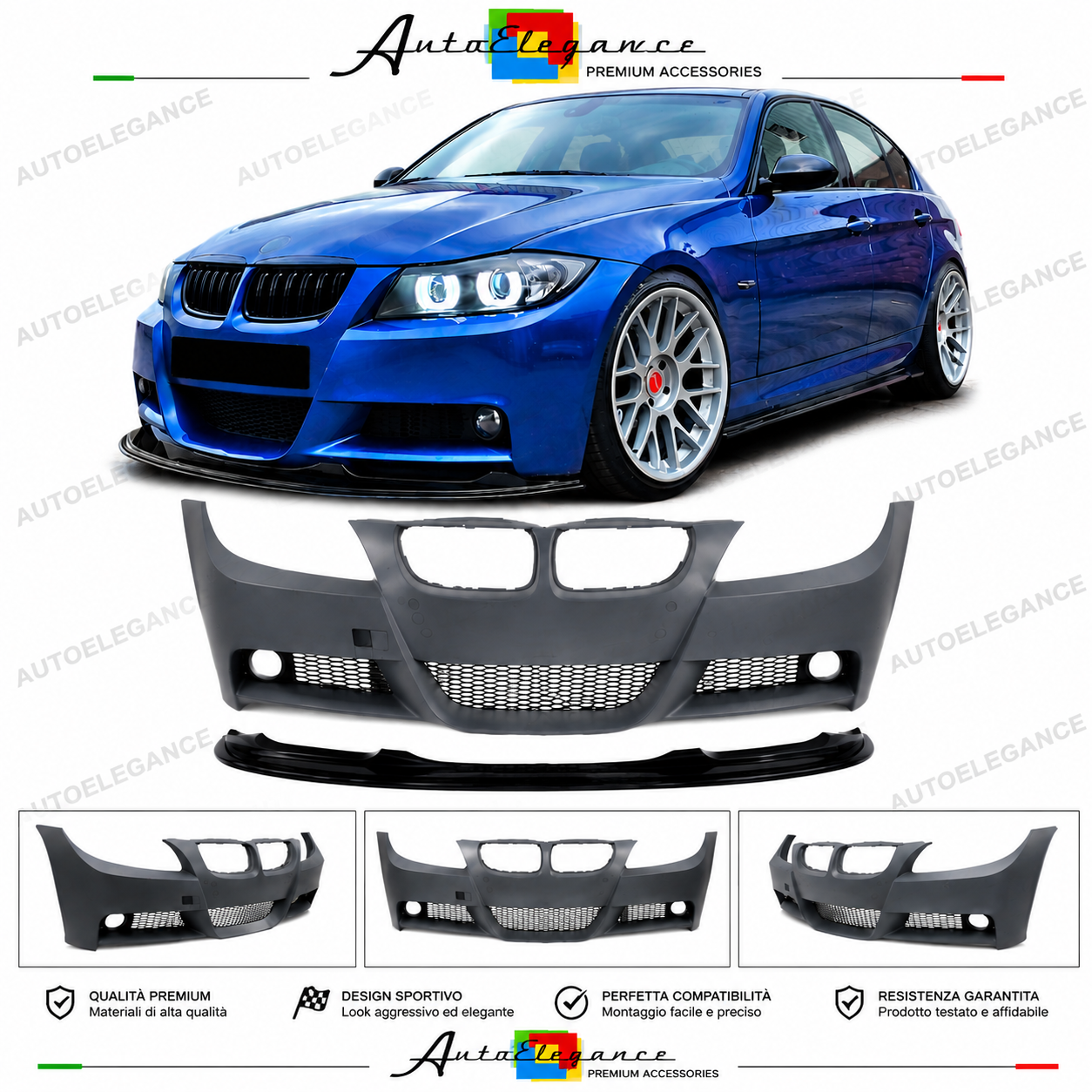 PARAURTI BMW E90 91 05-08 LOOK M + SPOILER LIP M PERFORMANCE