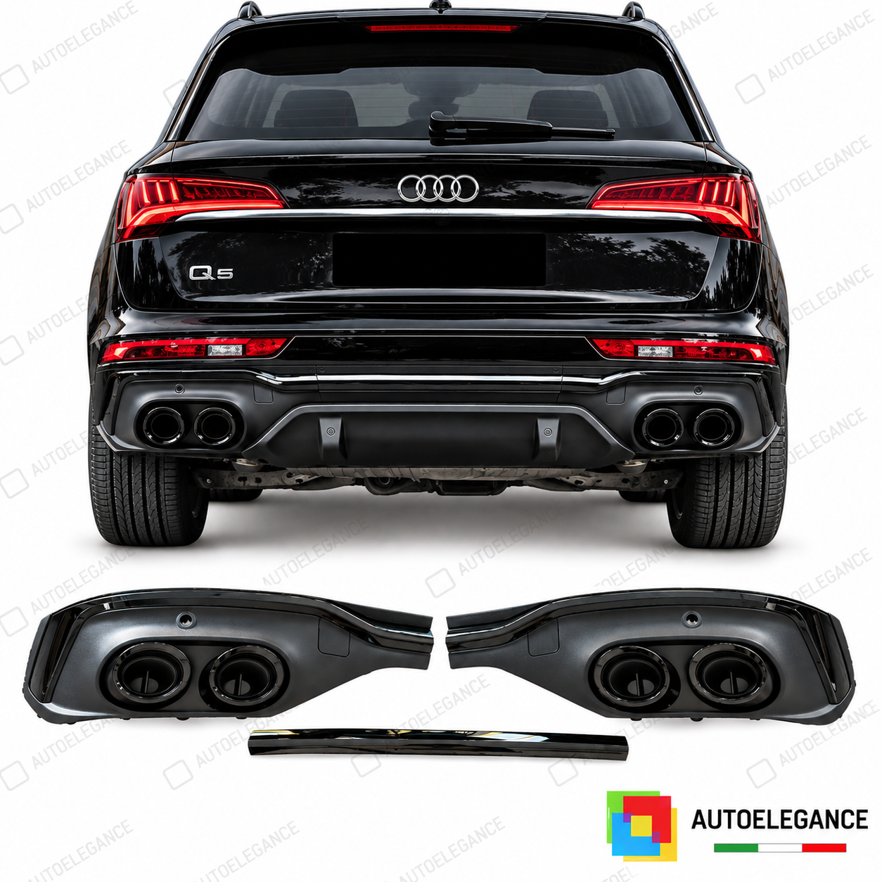 DIFFUSORE AUDI Q5 S LINE 20- LOOK SQ5 COUPE NERO