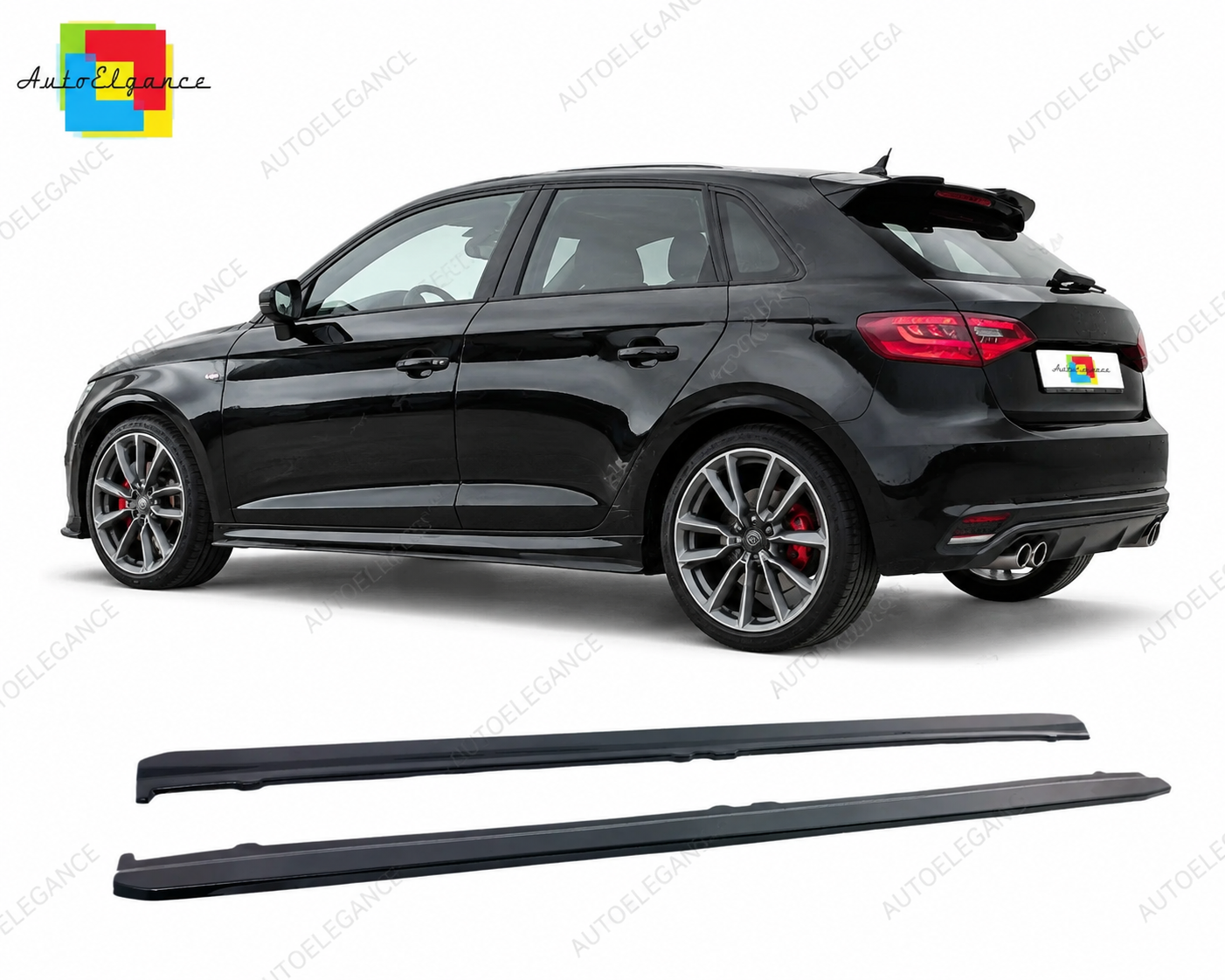 👉Minigonne Laterali per Audi S3/A3 S-Line 8V/8V FL Sportback –ABS Nero Lucido👈