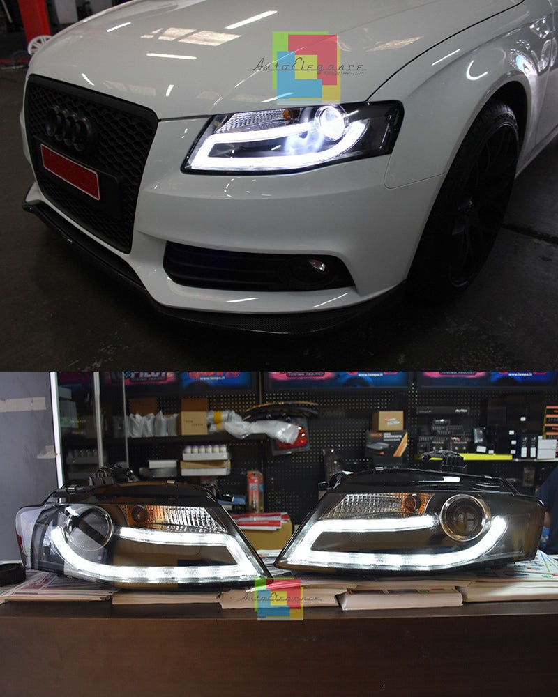 Headlights suitable for Audi A4 B8 8K (2008-2011) LED Daytime Running Light Bar Xenon Design 