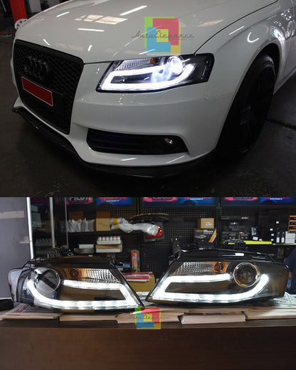 Headlights suitable for Audi A4 B8 8K (2008-2011) LED Daytime Running Light Bar Xenon Design 