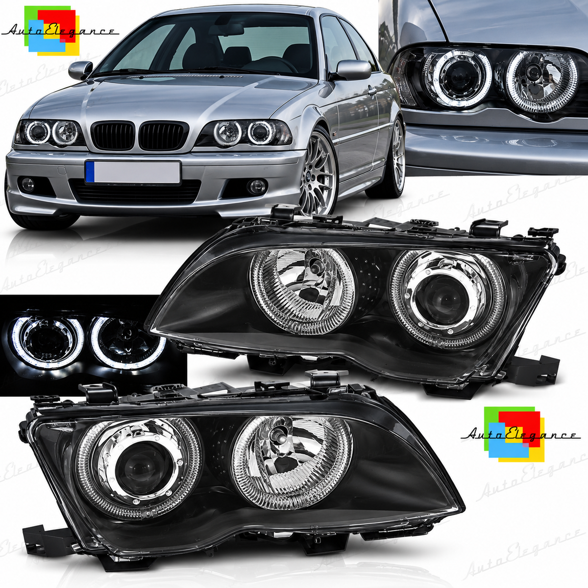 FARI ANGEL EYES LED NERO ADATTO PER BMW E46 01-05
