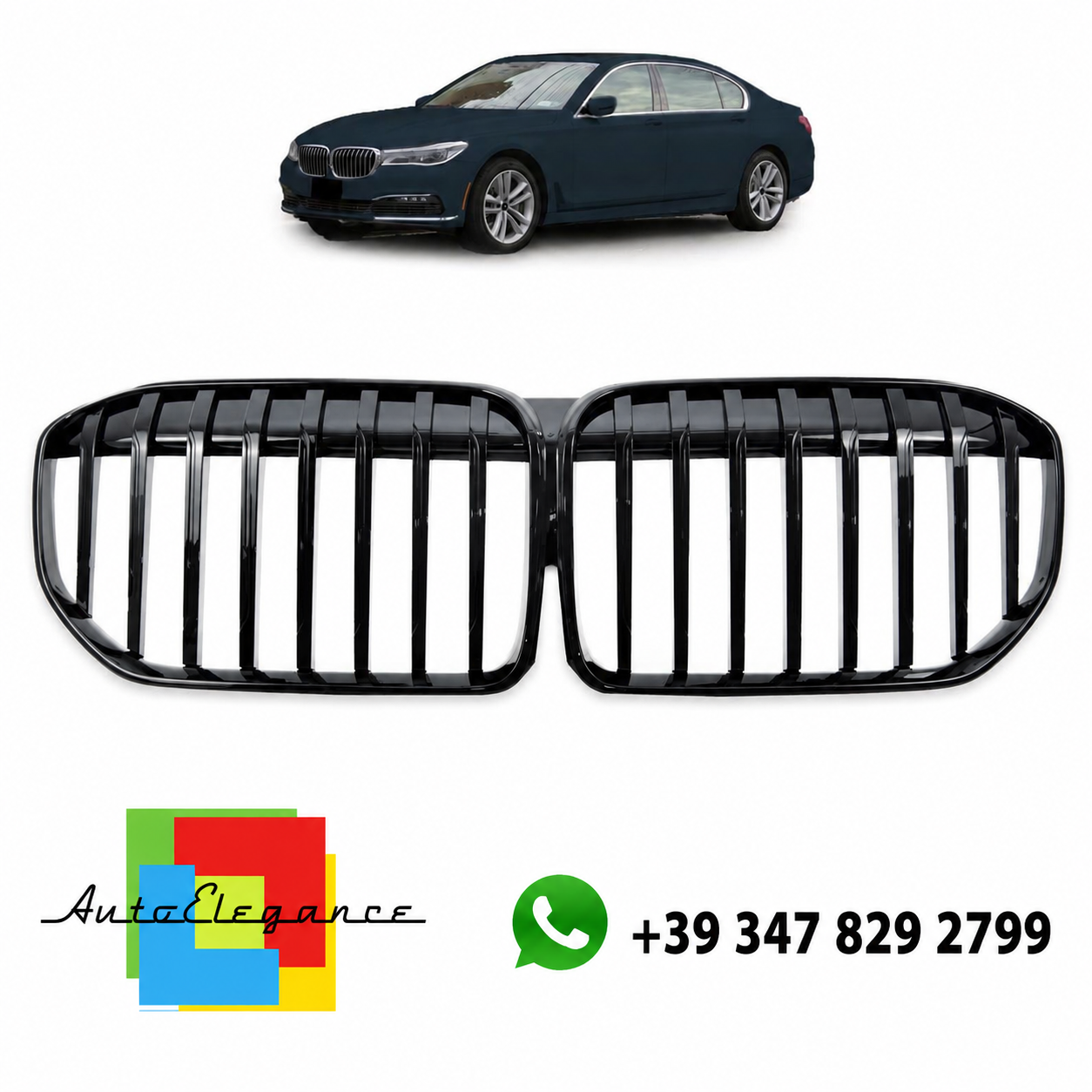 👉Griglia a singola linea nera lucida adatta per BMW Serie 7 G11 G12 2019-2022👈