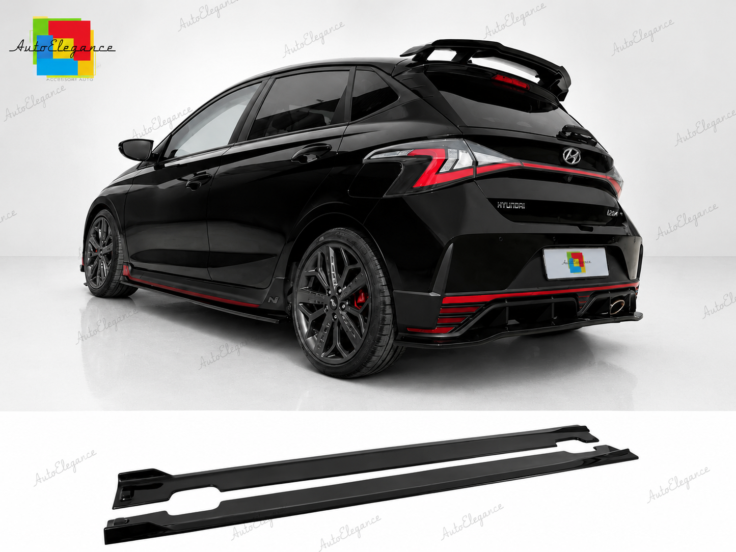 👉Minigonne Laterali Prolunghe Hyundai i20 N N-Line MK3 20- Nero Lucido ABS👈