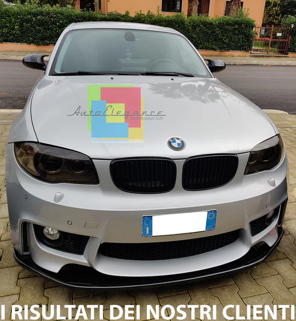 ❄️BMW SERIE 1 E81 E87 E82 E88 M1 SPLITTER PARAURTI ANTERIORE NERO LUCIDO LAMA❄️
