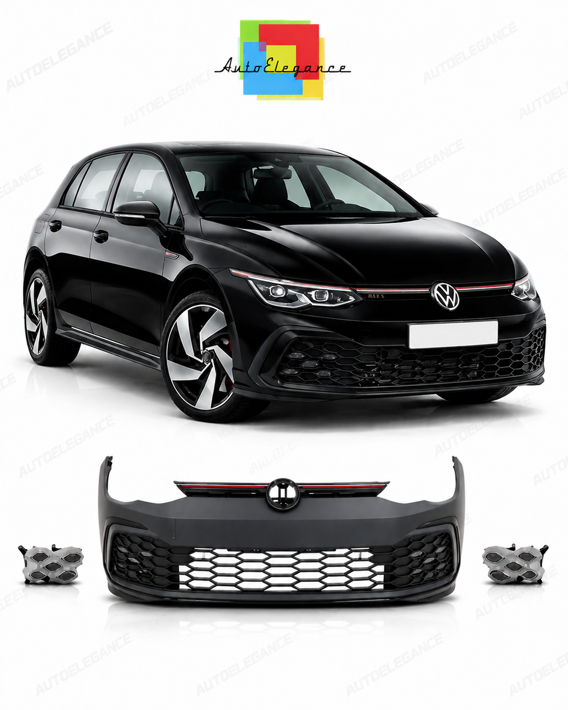💕PARAURTI ANTERIORE VOLKSWAGEN VW GOLF 8 LOOK GTI PDC + FENDINEBBIA💕