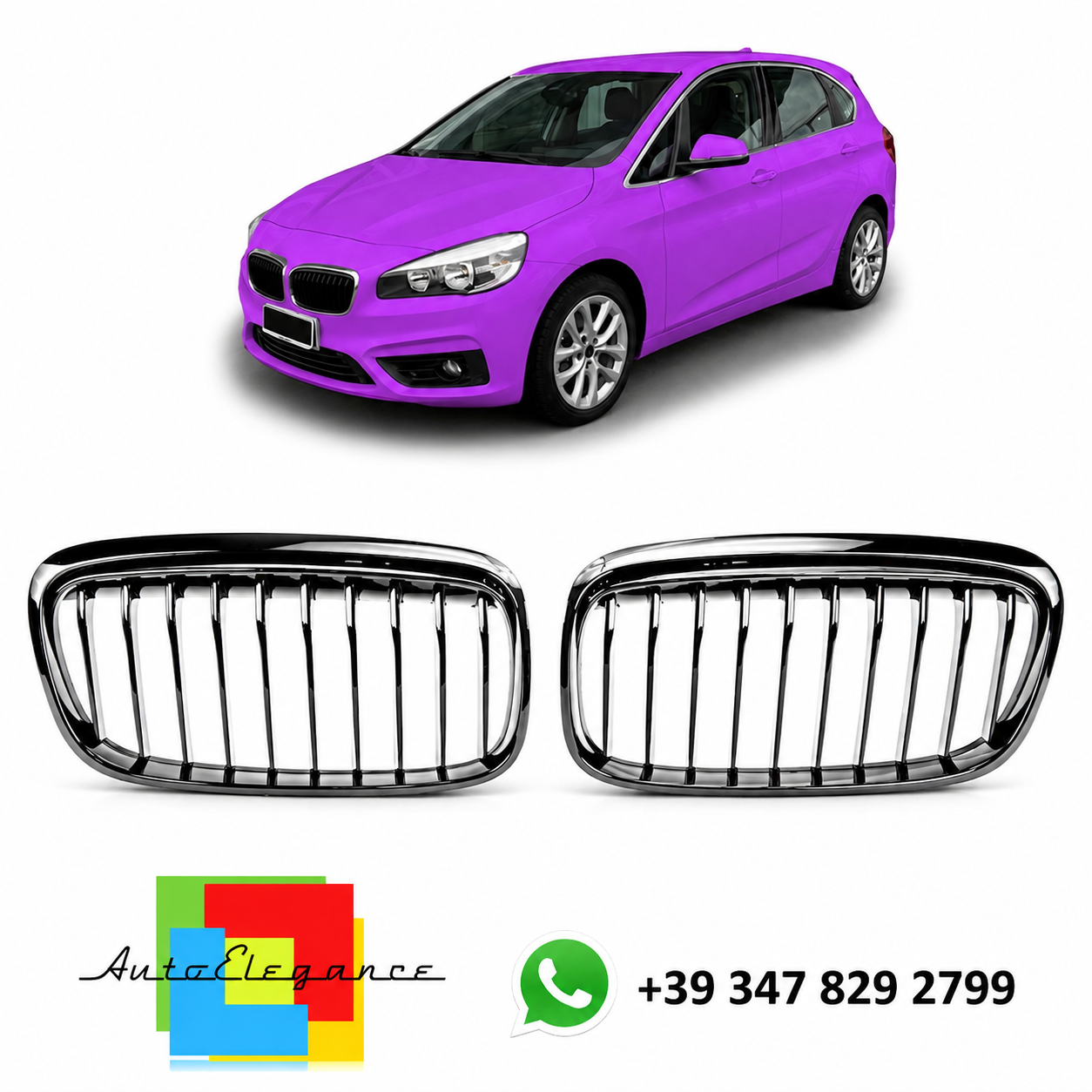 👉Griglia monoriga nera lucida adatta per BMW Serie 2 F45 2014-2018👈