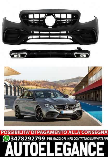 Front bumper with diffuser and exhaust pipe suitable for E W213 (from 20