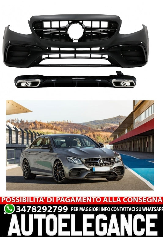 Front bumper with diffuser and exhaust pipe suitable for E W213 (from 20