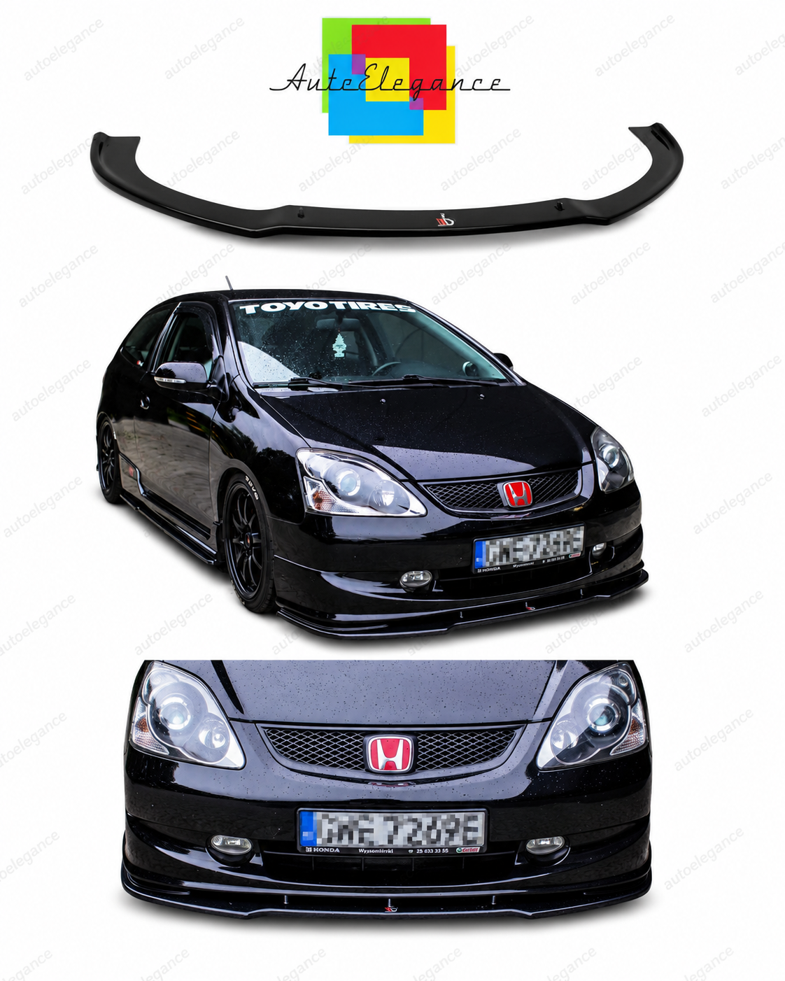 💕Splitter  adatto  per  Honda Civic EP3 Mk7 Type-R/S FL  nero lucido  💕