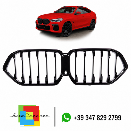 👉Griglia anteriore lucida nera a singola linea, adatta per BMW X6 G06 F96 19+👈