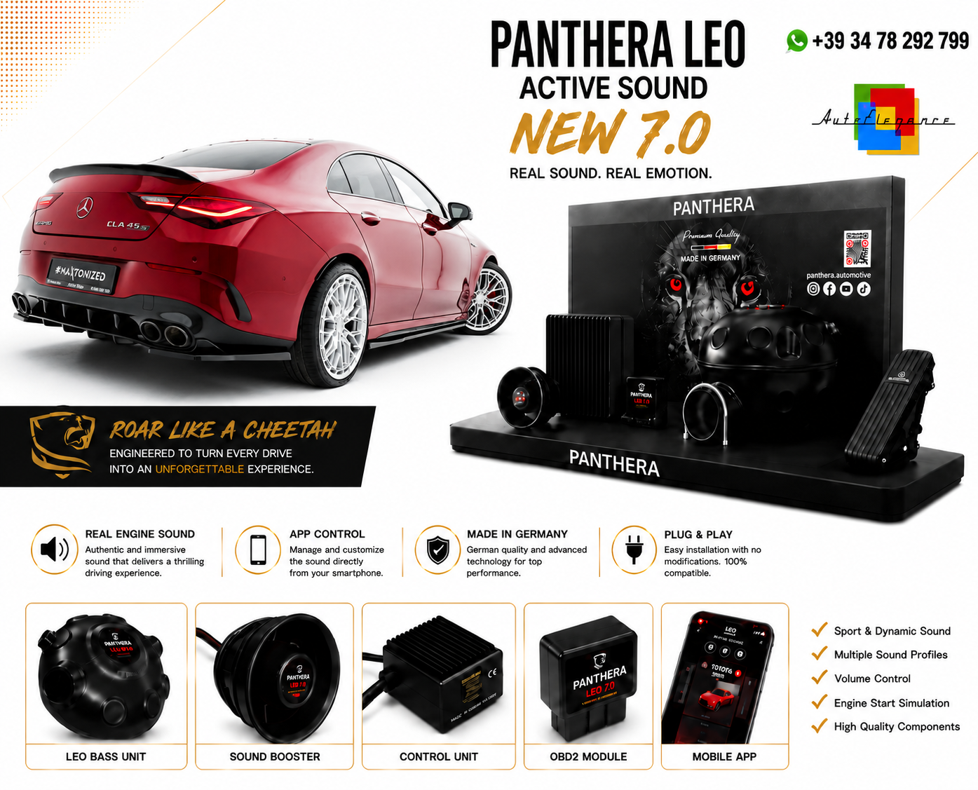 💕ART.2672 PANTHERA Soundsystem Booster 7.0 Mercedes-AMG CLA 35 /45 C118💕