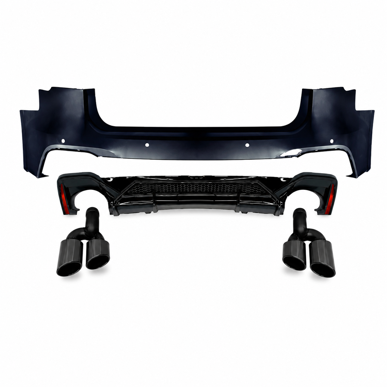 👉Paraurti Posteriore Audi A6 18-24 Look RS6 ABT Diffusore+Terminali Neri ABS👈