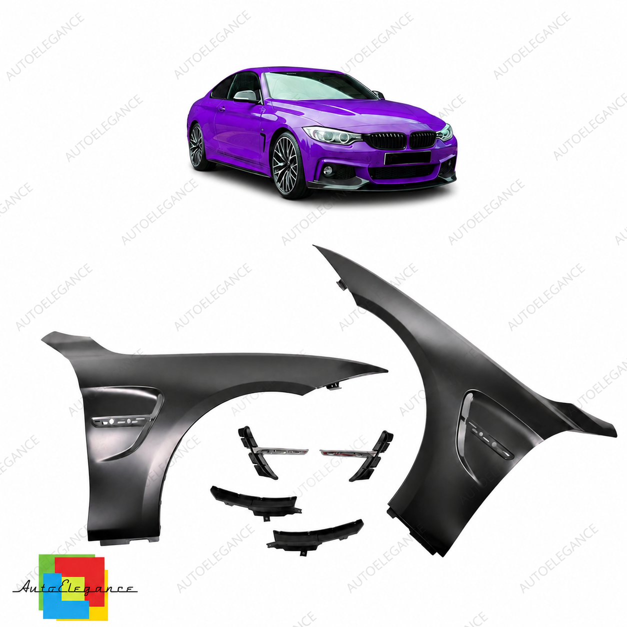 👉Set di parafanghi anteriori Nero Lucido BMW Serie 4 F32 F33 F36 13-20👈