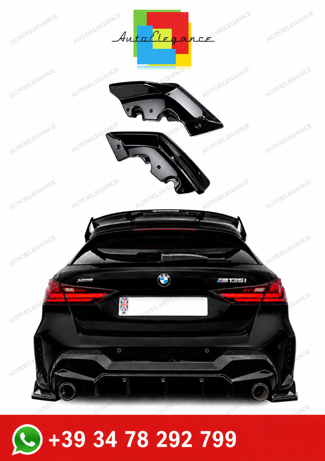 💫Flaps Posteriori Stile Maxton Nero Lucido Per BMW Serie 1 F40 M Pack 2019+💫