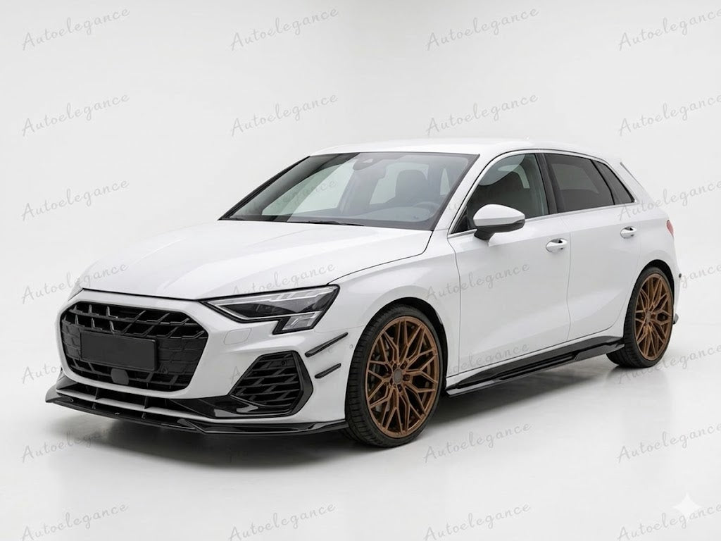 🔥ART.9977 SPLITTER ANTERIORE PER AUDI A3 S3 8Y FACELIFT MAX V1 NERO LUCIDO🔥
